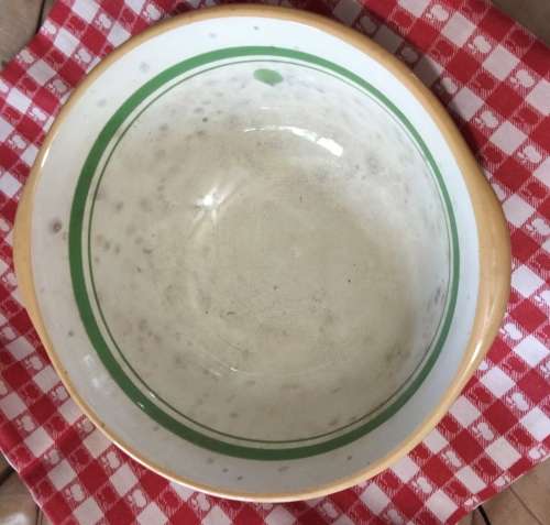 1930/50s TG Green XXL ceramic the mixing bowl GREEN DOT distressed Look at my Buy Now listings No Wa