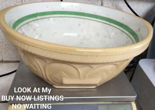 1930/50s TG Green XXL ceramic the mixing bowl GREEN DOT distressed Look at my Buy Now listings No Wa