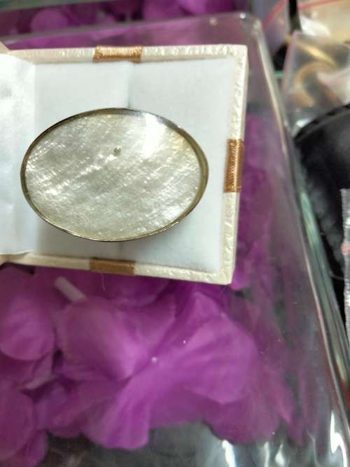 Dress RING Mother of Pearl Smooth Silver tone metal   LOOK At My BUY NOW LISTING NO WAITING