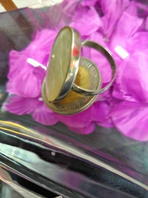 Dress RING Mother of Pearl Smooth Silver tone metal   LOOK At My BUY NOW LISTING NO WAITING