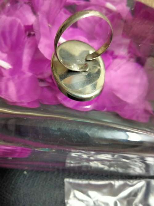 Dress RING Mother of Pearl Smooth Silver tone metal   LOOK At My BUY NOW LISTING NO WAITING
