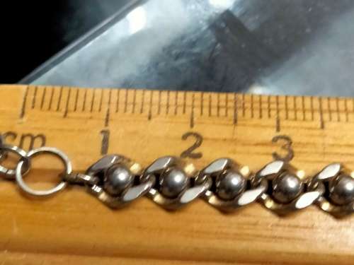 Bracelet vintage Stamped < CRIS  NS Bracelet Flat Curb ball link   Gold/Silver tone plate