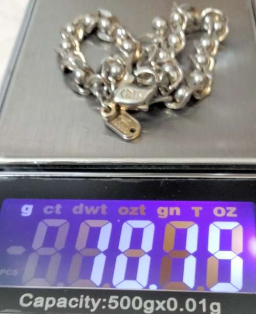 Bracelet vintage Stamped < CRIS  NS Bracelet Flat Curb ball link   Gold/Silver tone plate