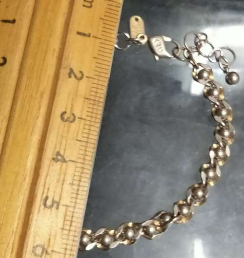 Bracelet vintage Stamped < CRIS  NS Bracelet Flat Curb ball link   Gold/Silver tone plate