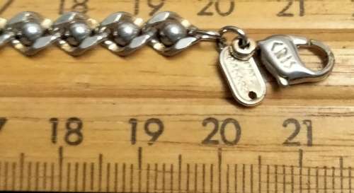 Bracelet vintage Stamped < CRIS  NS Bracelet Flat Curb ball link   Gold/Silver tone plate