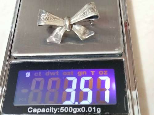 stamped SILVER Brooch* BOW* Pretty dainty small *LOOK at My BUY NOW items NO WAITING