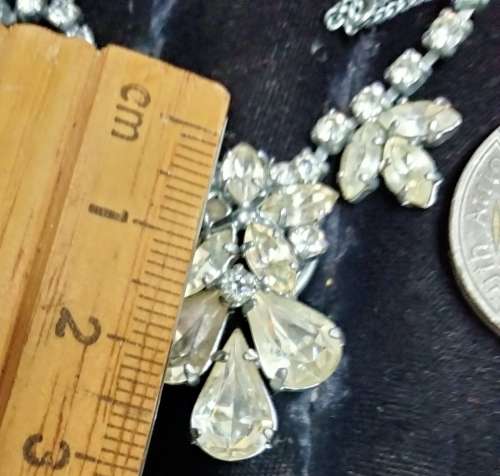 Necklace+ Earrings 1920/30s Rhinestone Crystals Glass CUT Marquise+Pear Paste Costume Jewellery