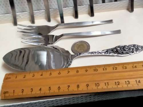 Forks Lifter Spoon*EETRITEvaliat12 stainless Steel Cake Forks Box +1ELWEZITTE Cake Lifter 1 Teaspoon