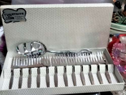 Forks Lifter Spoon*EETRITEvaliat12 stainless Steel Cake Forks Box +1ELWEZITTE Cake Lifter 1 Teaspoon