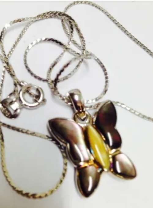 Necklace - STERLING SILVER  Butterfly 925 clearly stamped on Back +not silver chain 18 KGP stamped