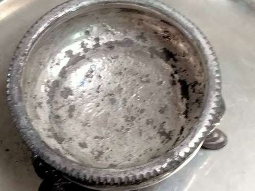 SALTS - 1 Metal open Pot on 3 Paw Feet silver tone metal