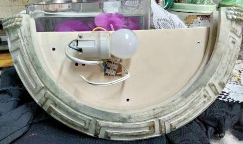 Lamp shade Glass+Wall light Half round Greek key decor for 1 BID*Look At My BUY NOW items*NO WAITING