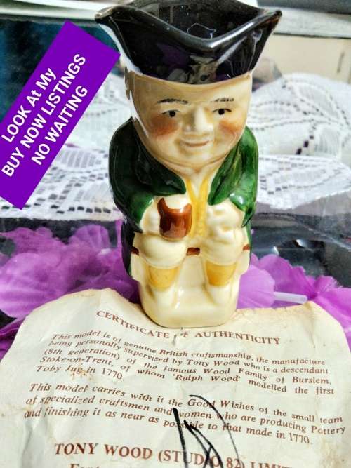 English Porcelain Toby Jug TONY WOOD Studio artist signed