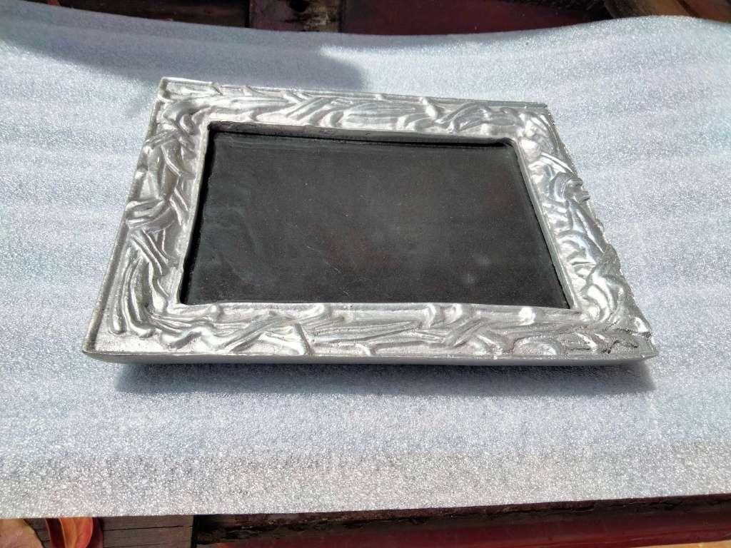 PEWTER Frame glass easel -Hechoen -Mexico HEAVY Art Nouveau Style look at my Buy Now - No Waiting