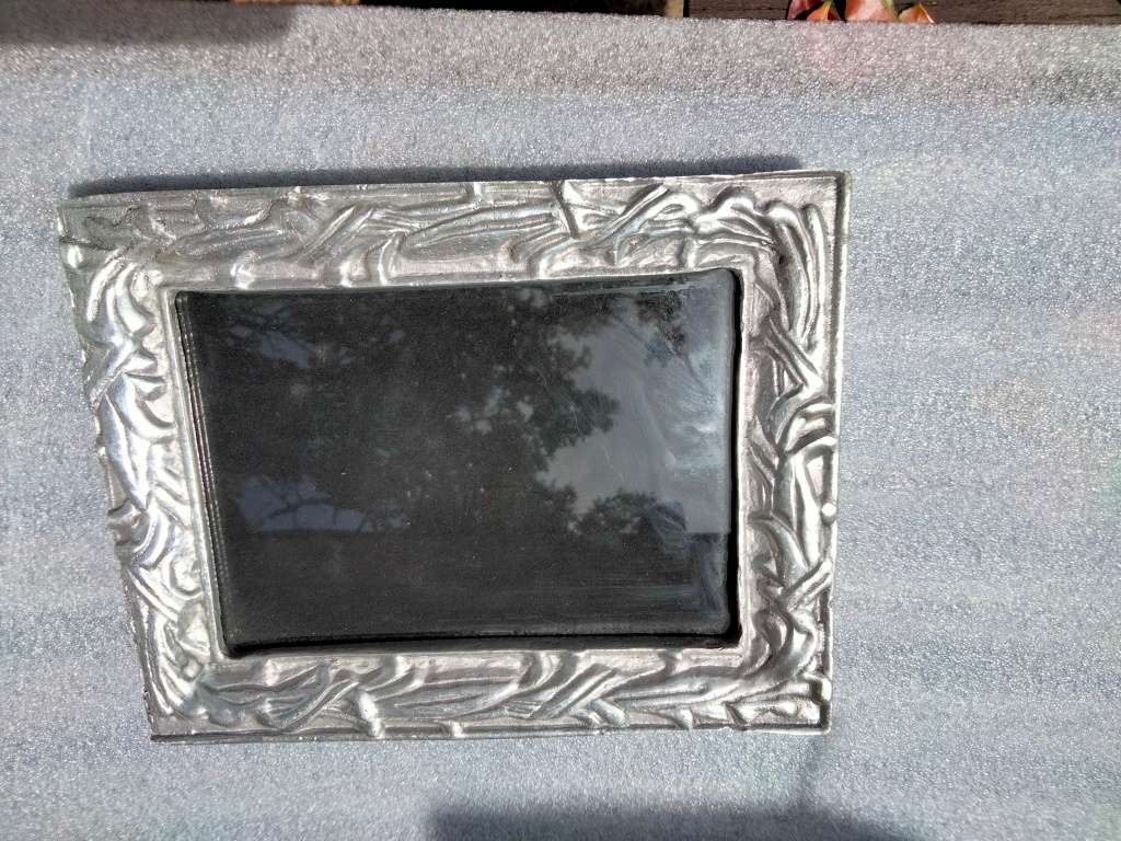 PEWTER Frame glass easel -Hechoen -Mexico HEAVY Art Nouveau Style look at my Buy Now - No Waiting