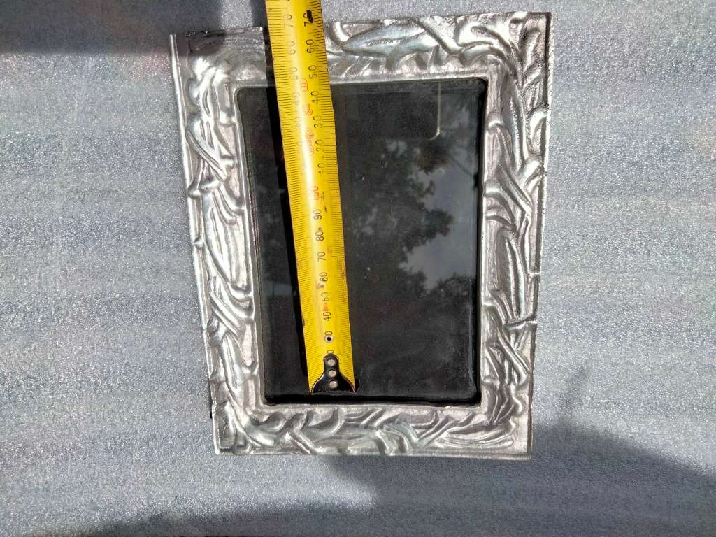 PEWTER Frame glass easel -Hechoen -Mexico HEAVY Art Nouveau Style look at my Buy Now - No Waiting