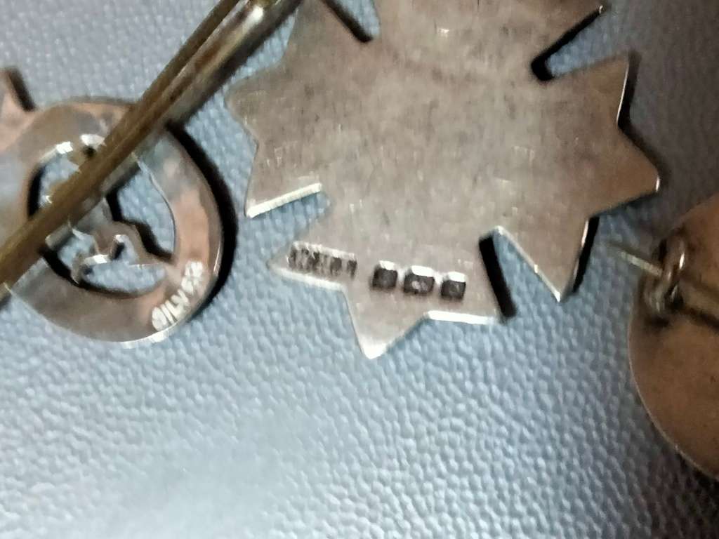 STERLING SILVER Fob CharmMalteseCrossShield William LeatherBIRMINGHAM+WW2PinVolunteer+Sweetheart Bro