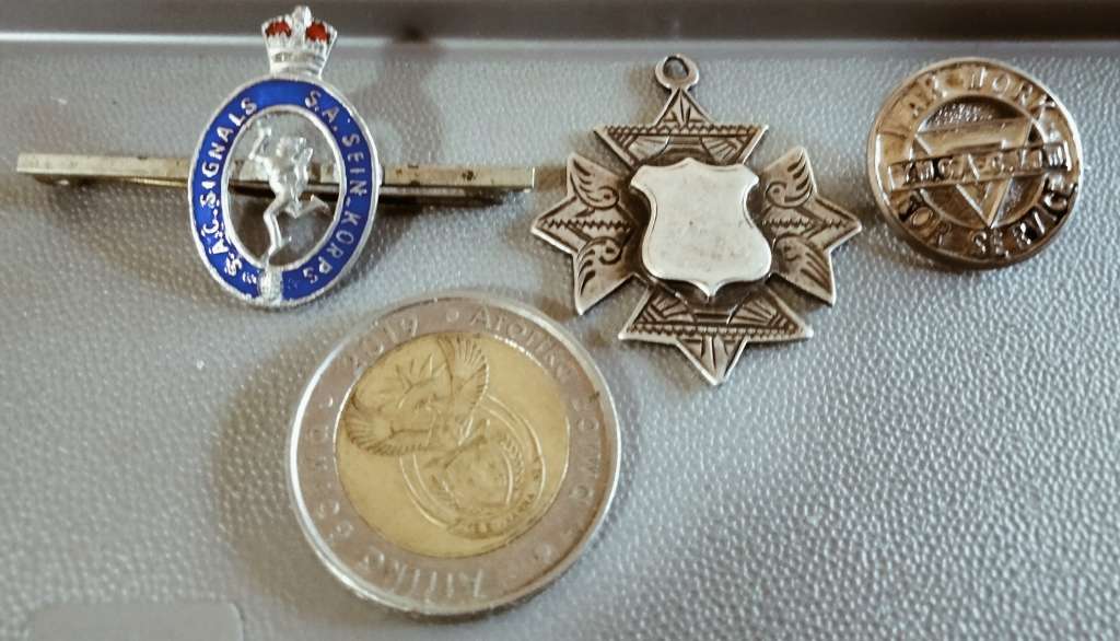 STERLING SILVER Fob CharmMalteseCrossShield William LeatherBIRMINGHAM+WW2PinVolunteer+Sweetheart Bro