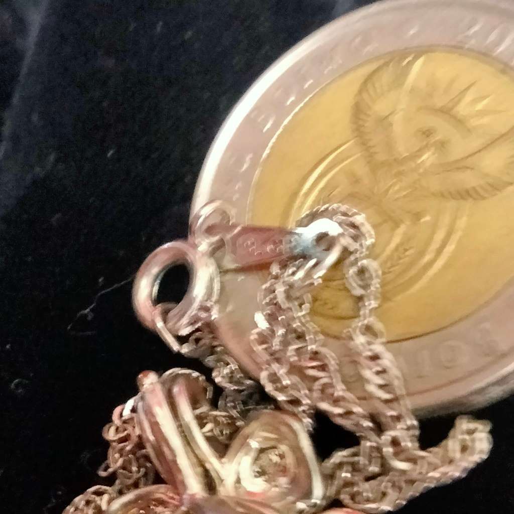 Necklace 18 KGP stamp on Chain bale pearl inside Key Cage 18 KGP LOOK At My BUY NOW NO WAITING