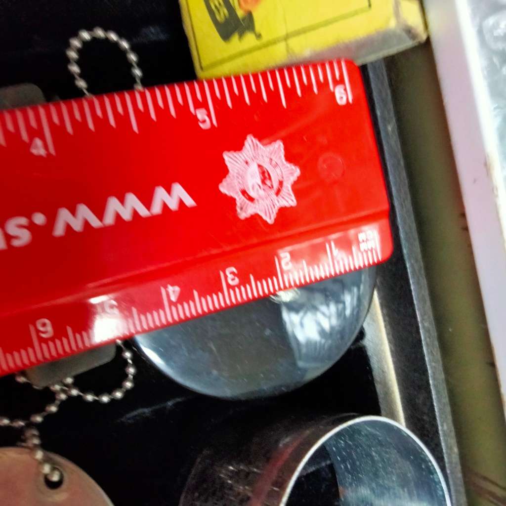 Dog tags can opener chain- perspex badge buck -S.A.I. Ship Liner EPNS napkin ringT.S.S. Themistocsle