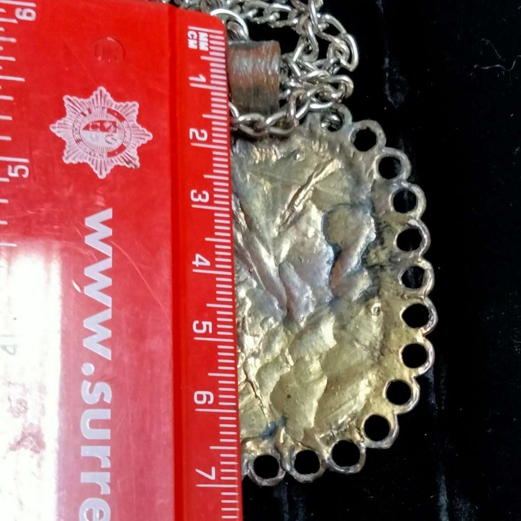 NECKLACE- Oxidised style PENDANT large square cloisonné flowers +New chain lobster clasp SILVER tone