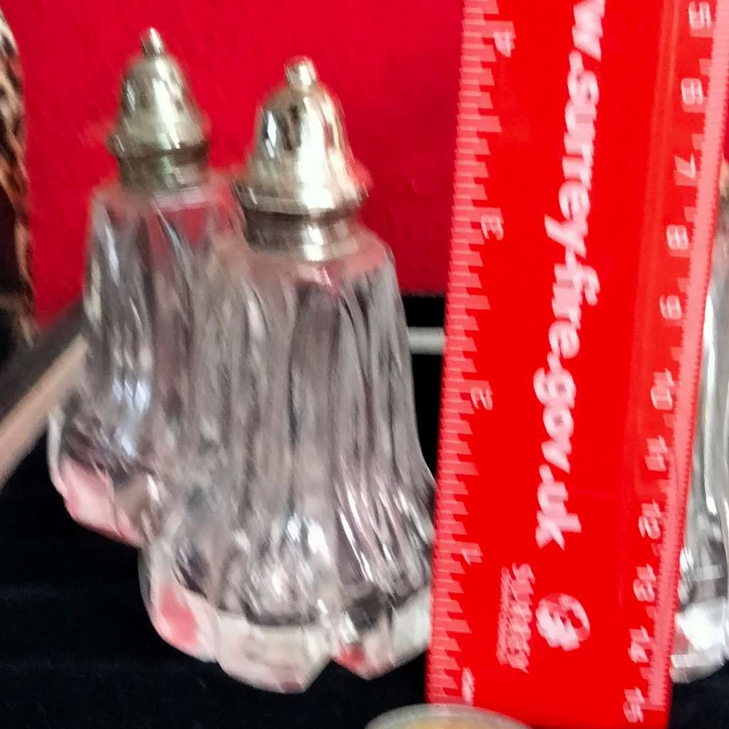 SALTS - 4 FB Rogers Crystal Japan glass salt+pepper shakers + EPNS* Lids+