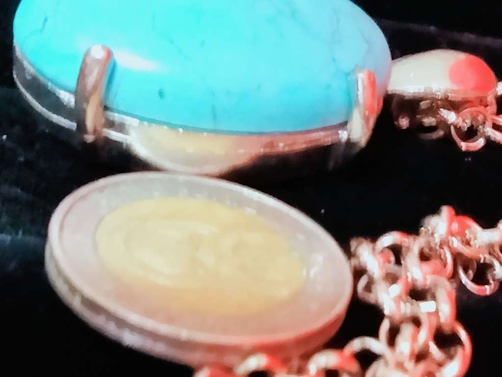 Torquois Pendant+mod Belcher Chain Necklace  Silver Tone Large Pendant LOOK At My BUY NOW*NO WAITING