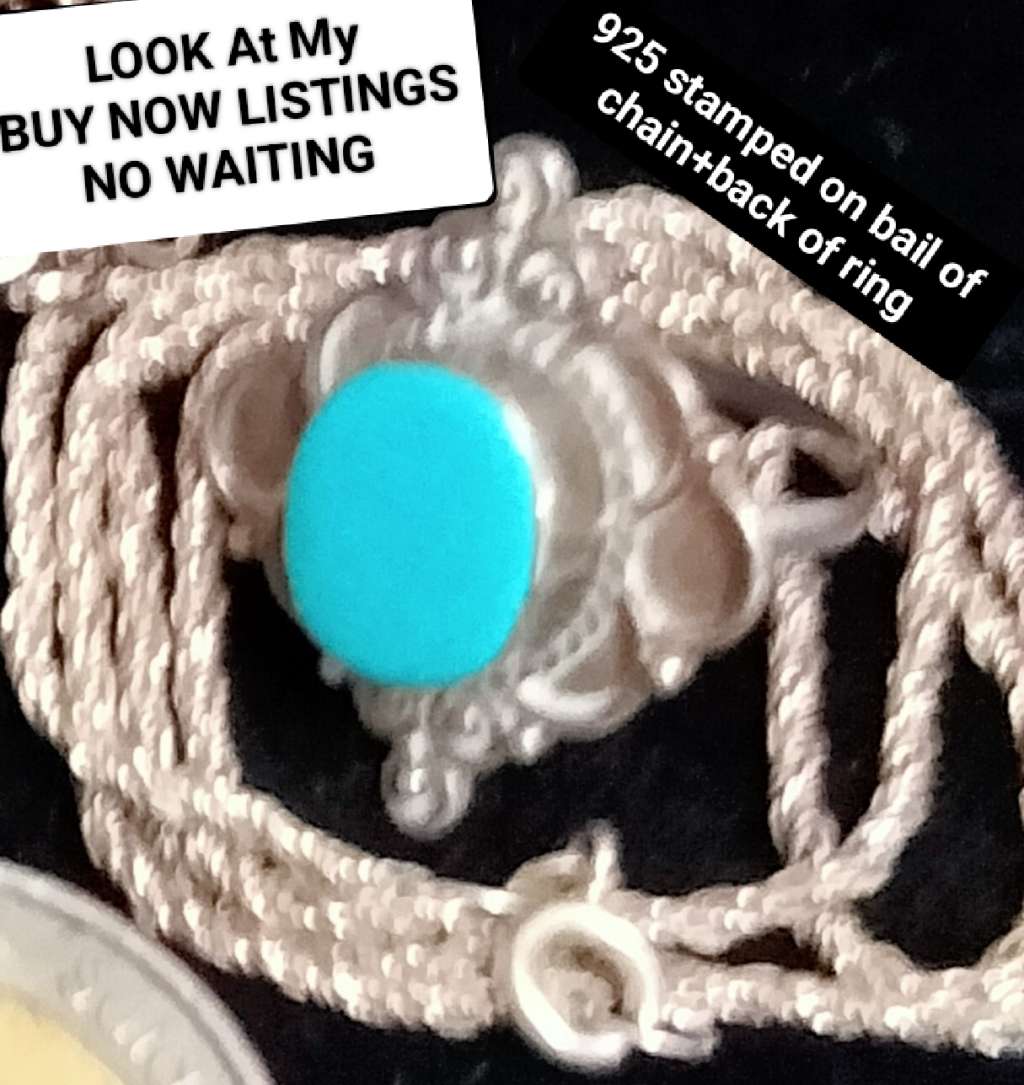 Neck chain* 925stamp on Bale +Dress ring 925 Torquoise faux LOOK  At My BUY NOW LISTINGS NO WAITING