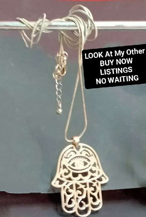 NECKLACE * Pendant Hamsa Eye To ward off Evil+Evil Spirits +ChainLOOK At My BUY NOW items NO WAITING