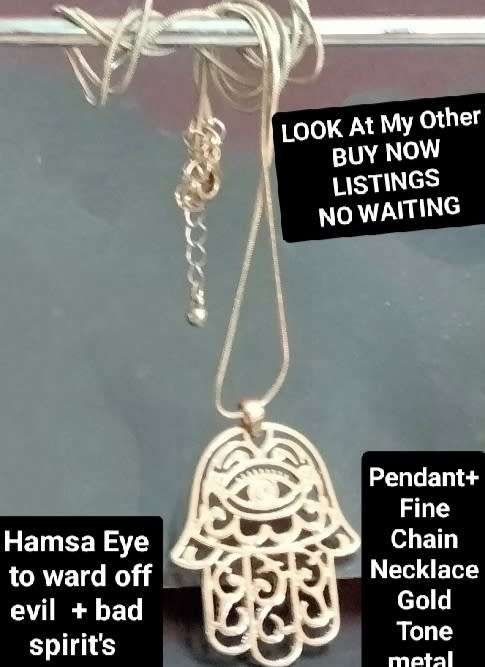 NECKLACE * Pendant Hamsa Eye To ward off Evil+Evil Spirits +ChainLOOK At My BUY NOW items NO WAITING