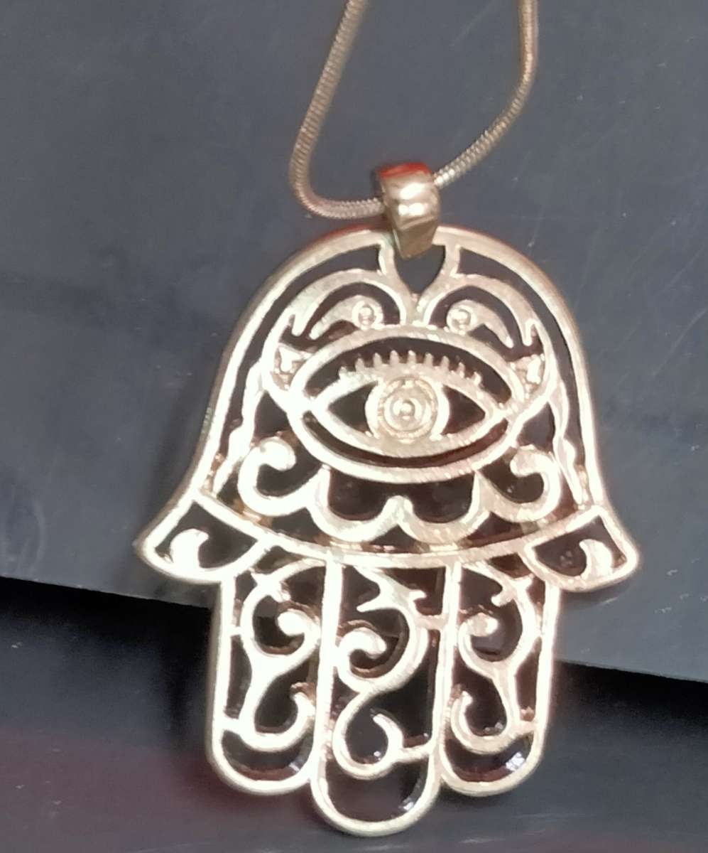 NECKLACE * Pendant Hamsa Eye To ward off Evil+Evil Spirits +ChainLOOK At My BUY NOW items NO WAITING