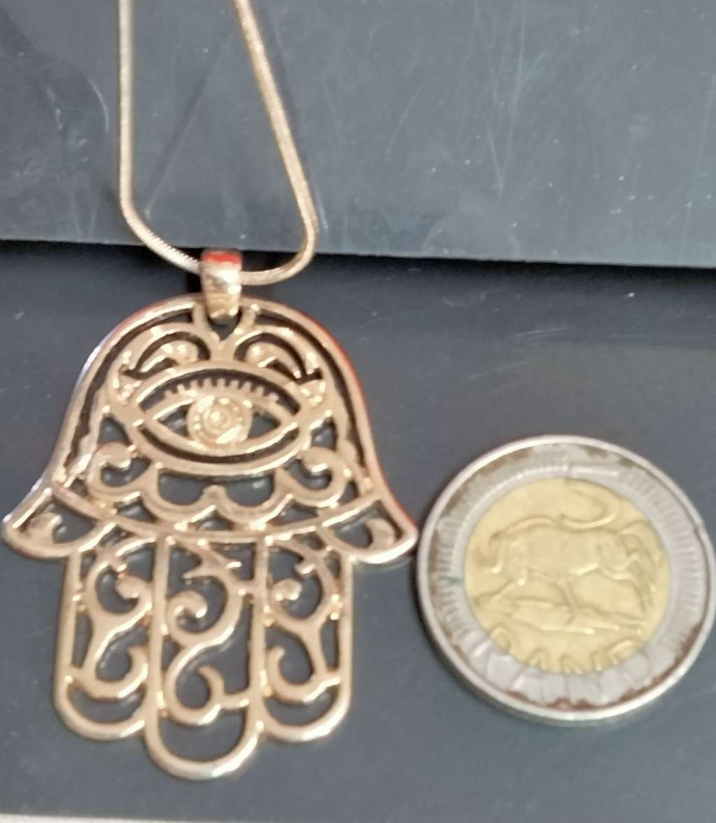 NECKLACE * Pendant Hamsa Eye To ward off Evil+Evil Spirits +ChainLOOK At My BUY NOW items NO WAITING