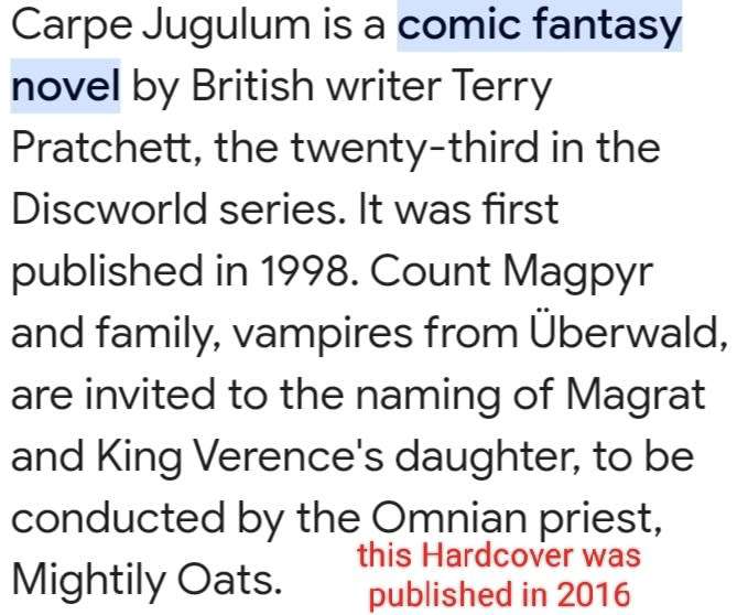 Carpe Jugulum - Terry Pratchett  LOOK At My BUY NOW*NO WAITING