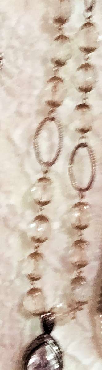 Necklace Huge Cut Glass Faceted SPARKLING Stone + round beads Czech or Italy