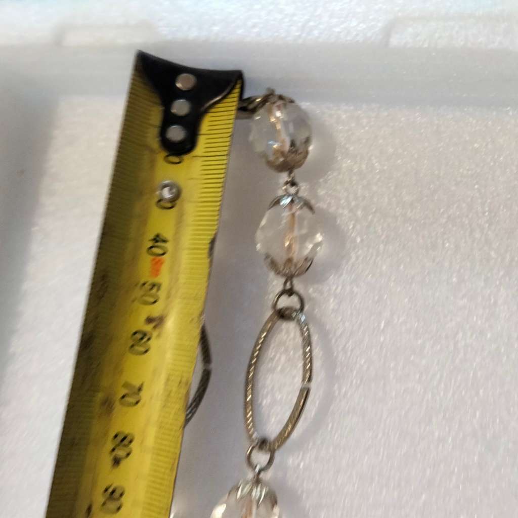 Necklace Huge Cut Glass Faceted SPARKLING Stone + round beads Czech or Italy