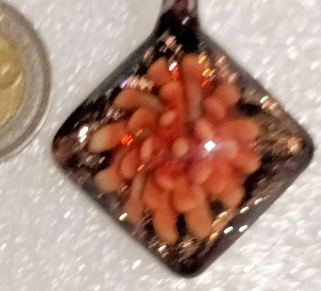 Necklace ITALIAN dichroic Glass flower Lampwork Gold Flakes+Chain Look at my Buy Now No Waiting