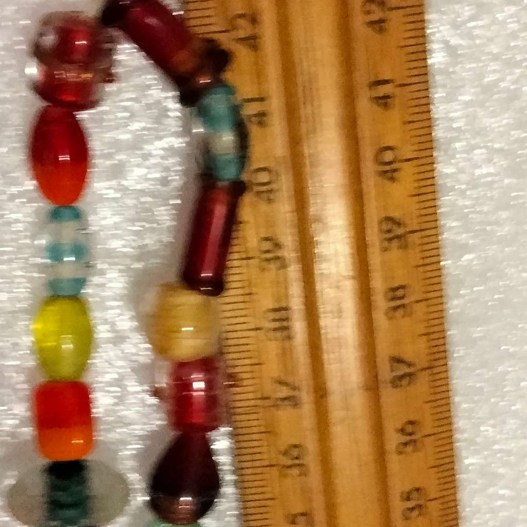 Necklace Murano Italian crystal lampwork mix beads - wedding cake Art Glass - stretch