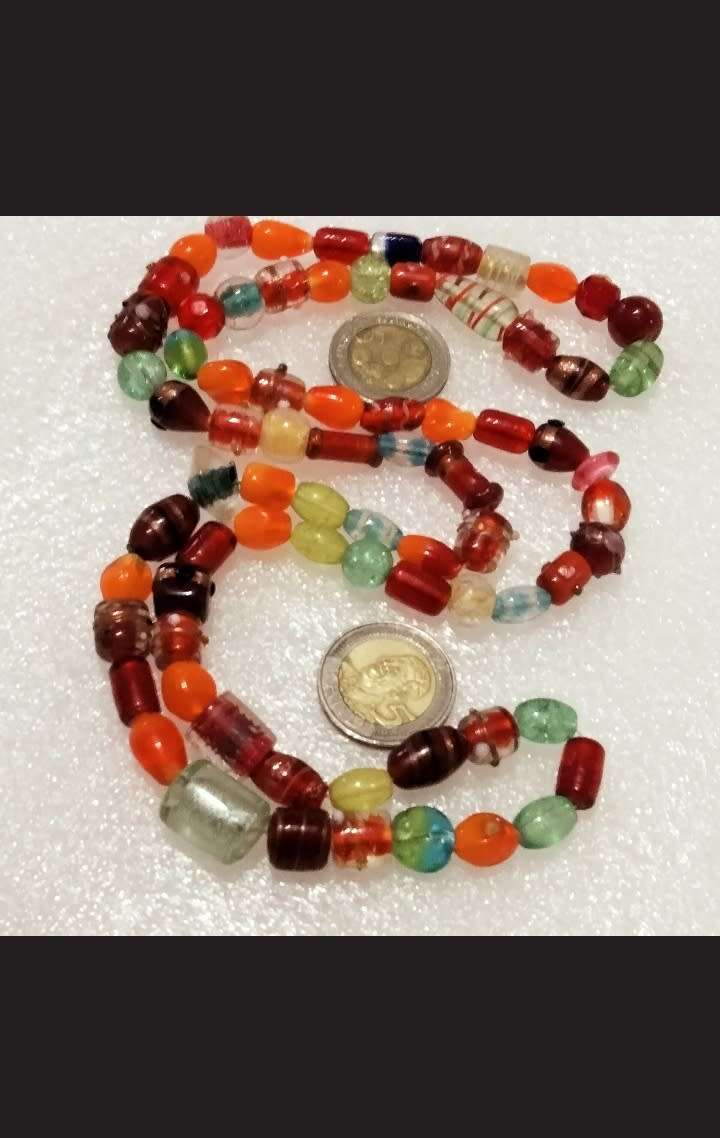 Necklace Murano Italian crystal lampwork mix beads - wedding cake Art Glass - stretch