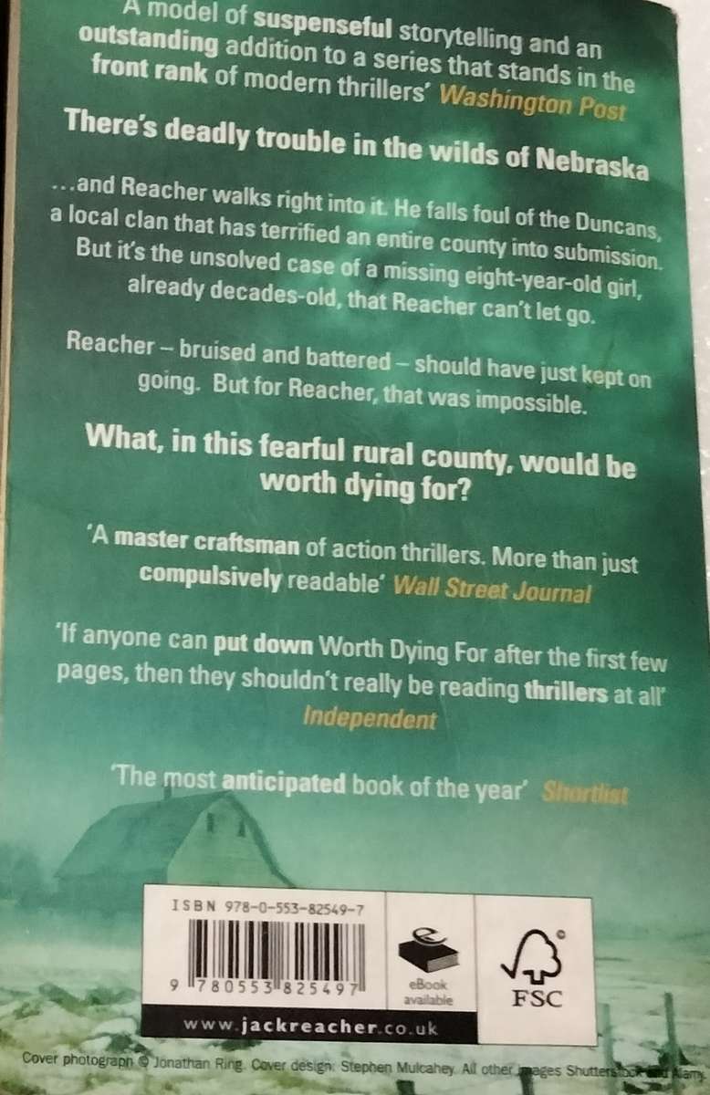 Author LEE CHILD GONE TOMORROW PB 2010GB+WORTH DYING FOR series Reacher PB2011 softcover Pre-owned