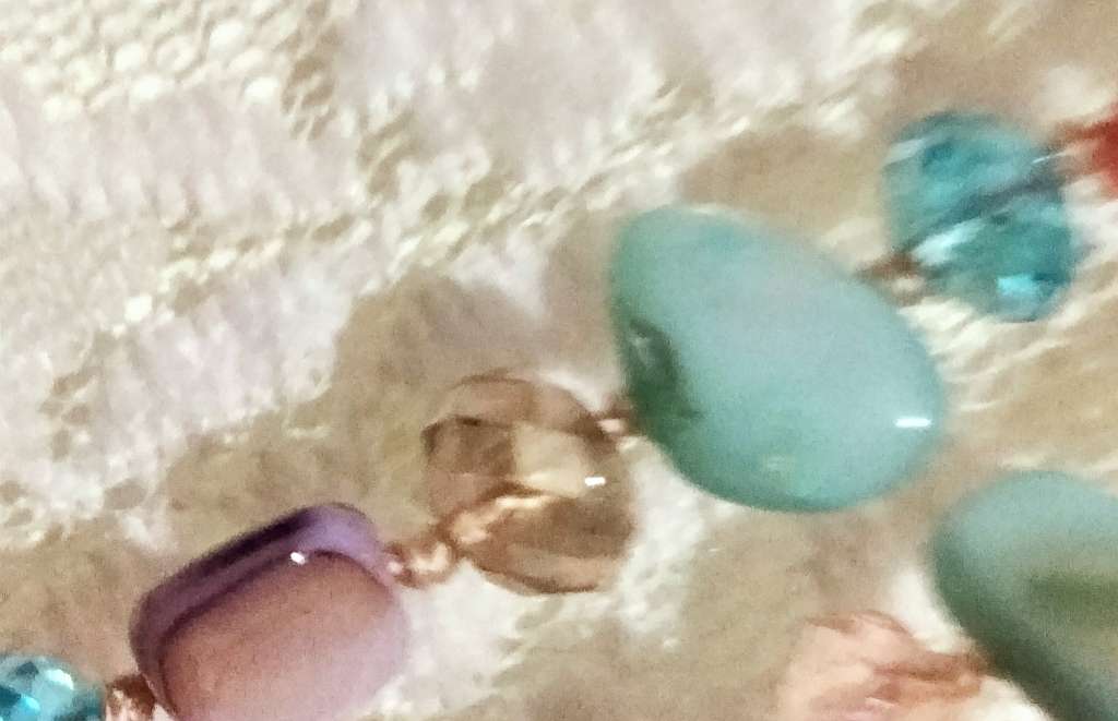 Necklace Genuine Mother of Pearl+ crystals cut glass Pastel shades hand knott between each bead