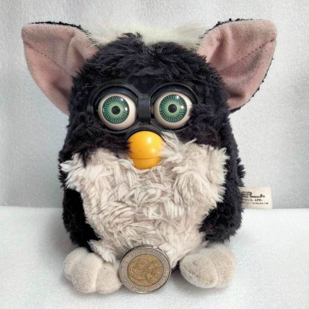 1998 SKUNK FURBY Neon green eyes white stripe china Look at my Buy Now listings No Waiting