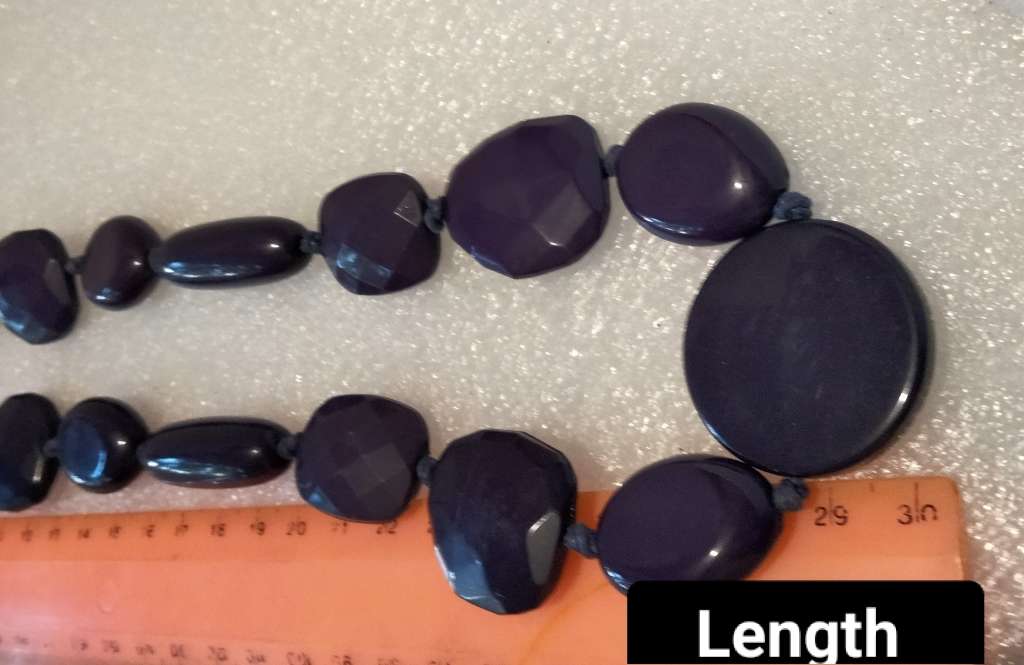 NECKLACE vintage purple multiple sizes design composite beads hand knott between each bead