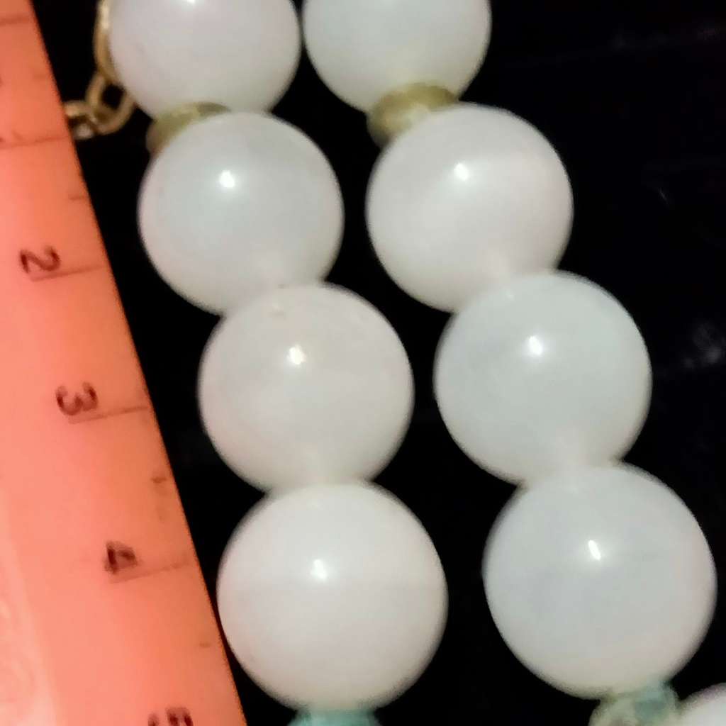 Necklace -Natural WHITE OPAL Cat's eyes SemiPrecious GEM stone cut Polished  stripes like cats eyes