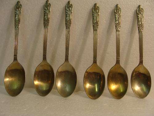 WOW !!! NICKLE   SILVER  6  APOSTOLE   TEA  SPOONS WHAT A STUNNING FIND!!!