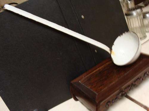 LOVELY WHITE *  ENAMEL LADLE *WITH  - rust