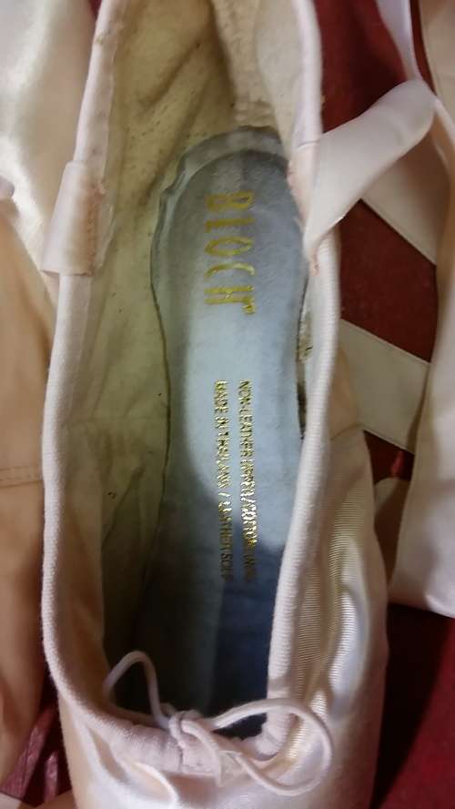 BEAUTIFUL PINK BALLET POINTE SHOES : FOR USE OR DISPLAY IN A GIRLS ROOM : BLOCH SIZE 5 WITH RIBBON