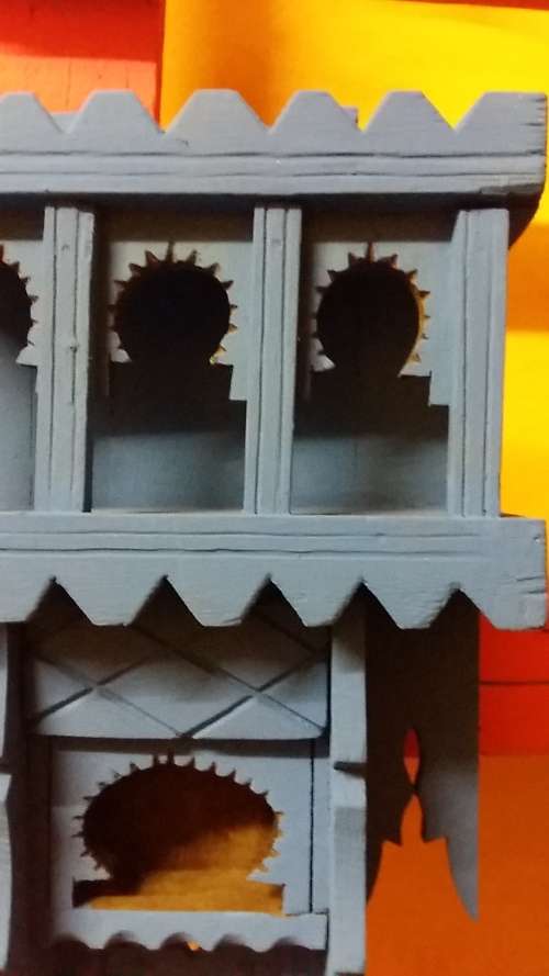 AUTHENTIC MOROCCAN WOODEN SPICE RACK BROUGHT FROM A VILLAGE IN THE HIGH ATLAS MOUNTAINS