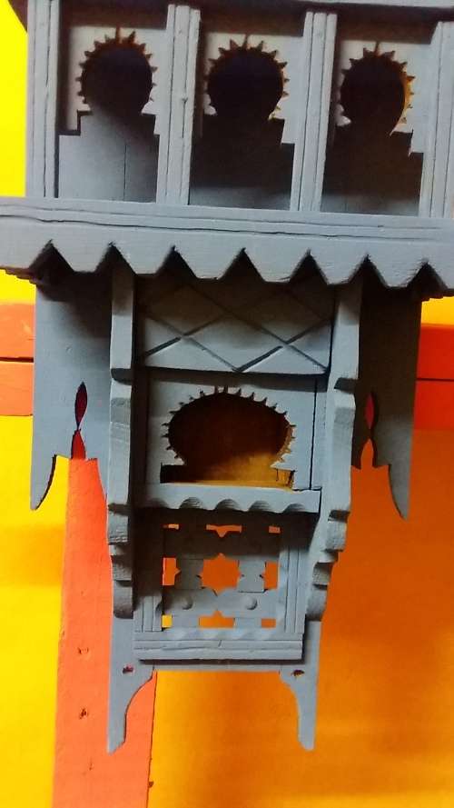 AUTHENTIC MOROCCAN WOODEN SPICE RACK BROUGHT FROM A VILLAGE IN THE HIGH ATLAS MOUNTAINS