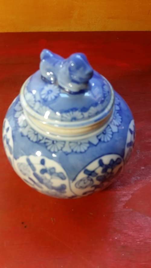 LOVELY GINGER COOKIE JAR WITH CUTE DOGGIE AS LID