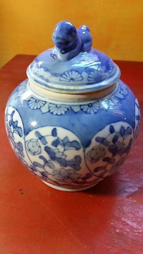 LOVELY GINGER COOKIE JAR WITH CUTE DOGGIE AS LID